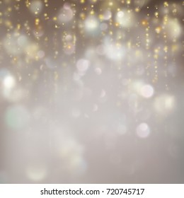 New year and Xmas Defocused Background With Blinking Stars. Christmas golden holiday glowing backdrop. And also includes EPS 10 vector