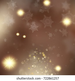New year and Xmas Defocused Background With Blinking Stars. Christmas golden holiday glowing backdrop. And also includes EPS 10 vector