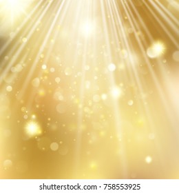 New year and Xmas Defocused Background With Blinking Stars. Christmas golden holiday glowing backdrop. And also includes EPS 10 vector