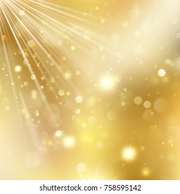 New year and Xmas Defocused Background With Blinking Stars. Christmas golden holiday glowing backdrop. And also includes EPS 10 vector