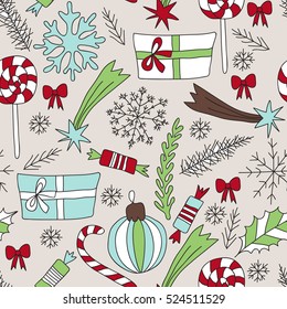 New Year and Xmas seamless vector pattern. 