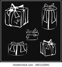 New year,Christmas.The elements of the postcards and posters.Boxes with gifts. Bright box and packaging. Isolated vector objects.