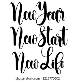 New year,new start,new life.Vector illustration isolated on white background.Concept of personal scheduling template. Hand Drawn typography / lettering design.
Perfect for cover,poster,diary,planner.