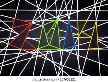 New Year's 2014 drawing of the lines. vector.
