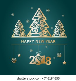 New Year's 2018 green banners, flyers for web sites