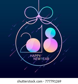 New Years 2018. Greeting card with colorful inscription.