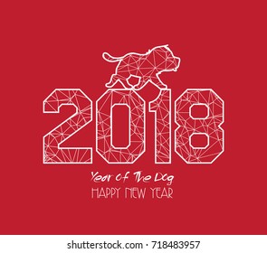 New Years 2018 polygonal line Background. Year of the dog