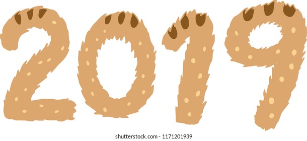 New Year's 2019 letters of wild boar