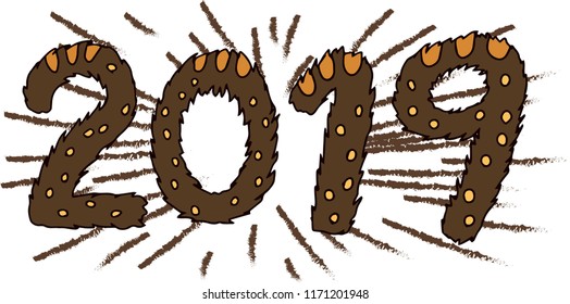 New Year's 2019 letters of wild boar