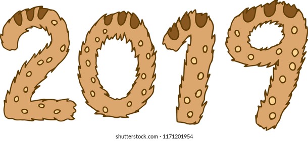 New Year's 2019 letters of wild boar