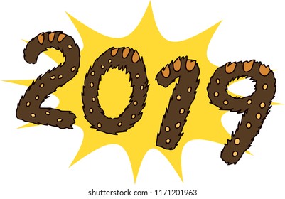 New Year's 2019 letters of wild boar