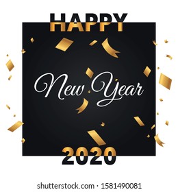 New years 2020 eve party poster template with flying confetti