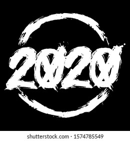 New Year's "2020" type geometric background, hand draw style
