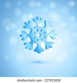 New Year's abstract snowflake on a blue background