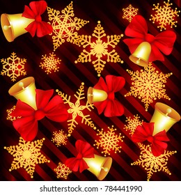 New Year's background 2018. Beautiful Festive Greeting Card. Gold pattern