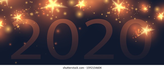 New Year's background for 2020. Background with bright stars, 2020 vector background