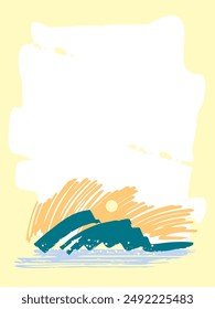 Ilustración táctil del cepillo del fondo del año Nuevo con el sol que sale en una isla