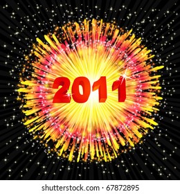 New Year's background with a flash of fireworks. Vector illustration.