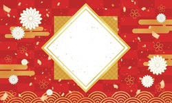 New Year's Background Illustration. A Beautiful Background With Japanese Patterns.