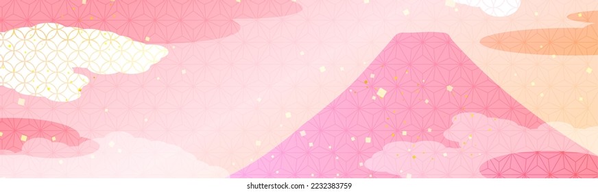 New Year's background illustration. A beautiful background with Japanese patterns.