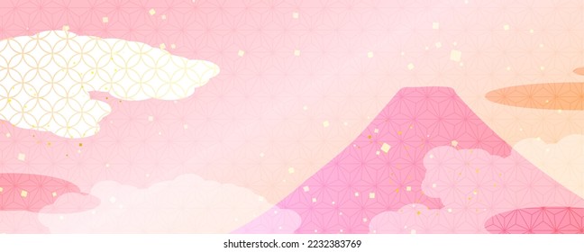 New Year's background illustration. A beautiful background with Japanese patterns.