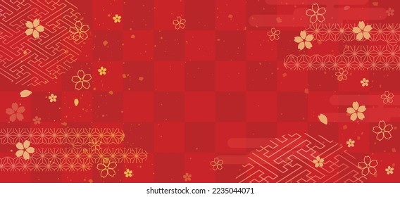 New Year's background illustration. A beautiful background with Japanese patterns.