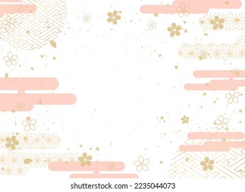 New Year's background illustration. A beautiful background with Japanese patterns.