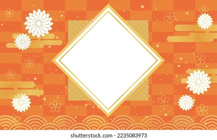 New Year's background illustration. A beautiful background with Japanese patterns.