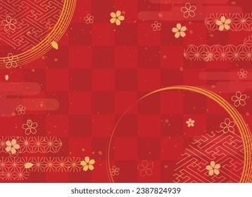 New Year's background illustration. A beautiful background with Japanese patterns.