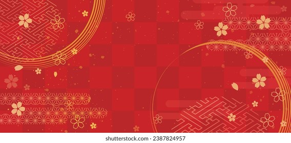 New Year's background illustration. A beautiful background with Japanese patterns.