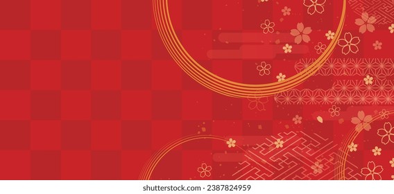 New Year's background illustration. A beautiful background with Japanese patterns.