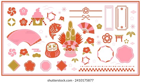 New Year's background illustration. A beautiful background with Japanese patterns.