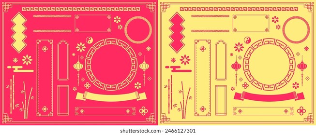 New Year's background illustration. A beautiful background with Japanese patterns.
