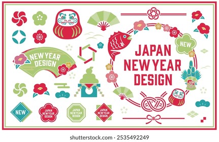 New Year's background illustration. A beautiful background with Japanese patterns.
