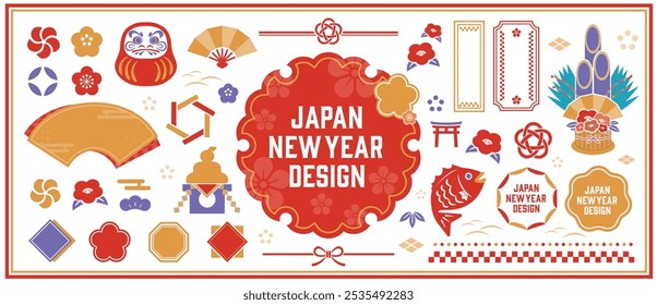 New Year's background illustration. A beautiful background with Japanese patterns.
