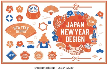 New Year's background illustration. A beautiful background with Japanese patterns.
