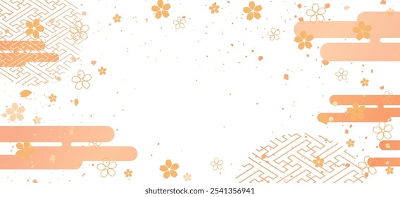 New Year's background illustration. A beautiful background with Japanese patterns.