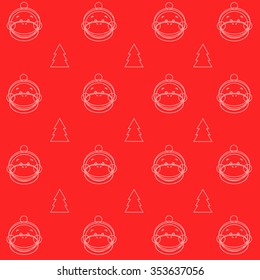 New Year's background with trees and monkeys. Red wallpaper with monkeys to the new 2016