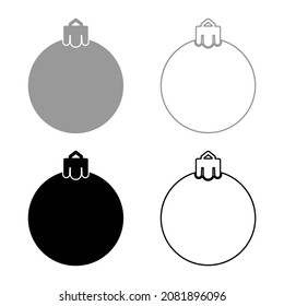 New Year's ball Christmas sphere toy set icon grey black color vector illustration image simple flat style solid fill outline contour line thin