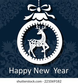 New Year's ball with a deer. Happy new year 2015! 