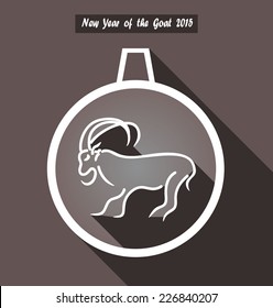 New Year's ball with a goat. Happy new year 2015! Year of goat.