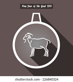 New Year's ball with a goat. Happy new year 2015! Year of goat.