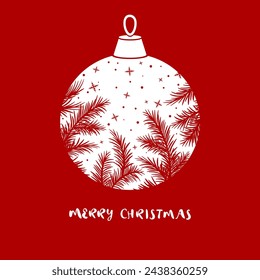 New Year's ball with silhouettes of pine cones