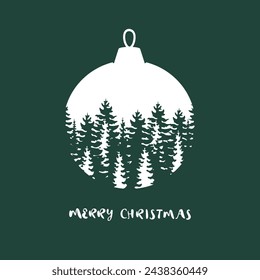 New Year's ball with silhouettes of pine cones