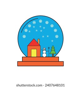 New Year's ball and snow inside