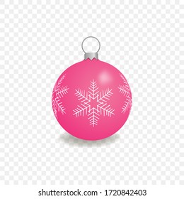 New Year's ball with white snowflakes

