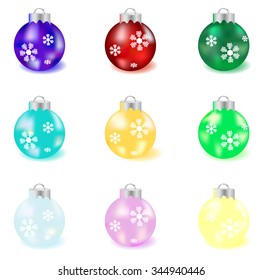 New Years Balls set. Cute New Years decoration