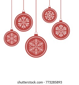 New Year's balls and snowflakes. Vector illustration of Christmas balls and snowflakes.