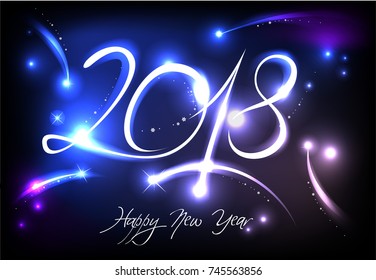 New Years banner for 2018 with back light and place for your text. Possible to create holiday cards or banner.