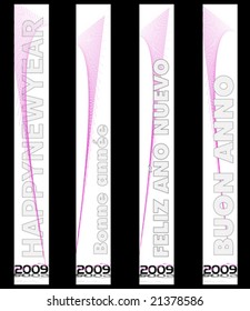 New years banner - Pink and black tones on white background